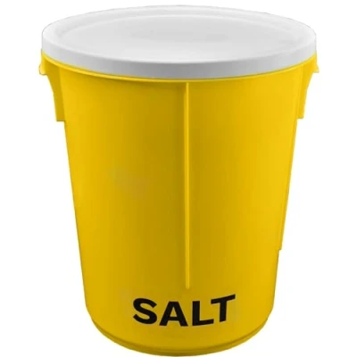 Image of 25L Yellow Grit Salt Bin 43cm with Lid for De Icing or Driveway, Path and Patio