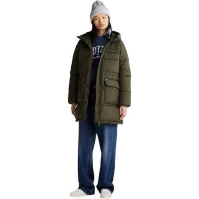 Image of Tommy Jeans Women&#039;s Tjw Midi Aspen Puffer Dw0dw18842 Jacket, Green (Fatigue Green), M