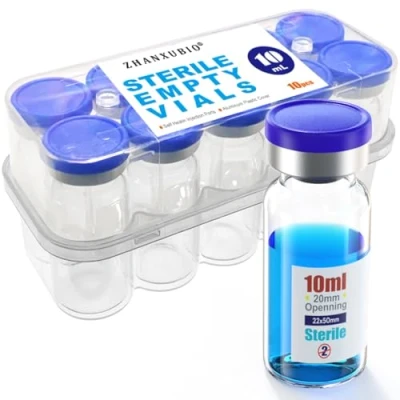 Image of Sterile Empty Vial,Sterile Glass Vials, with Self Healing Injection Port and Flip Top Cap, Package 10PCS by ZHANXUBIO (10ml,10)