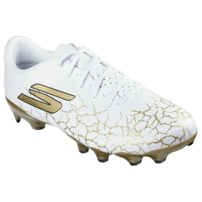 Image of Skechers Performance SKX 1.5 Academy FG Moulded stud football boots, Men&#039;s, Size: 5.5, White/gold Synthetics