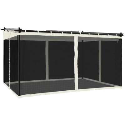 Image of vidaXL Gazebo with Mesh Walls Cream 4x3 m Steel
