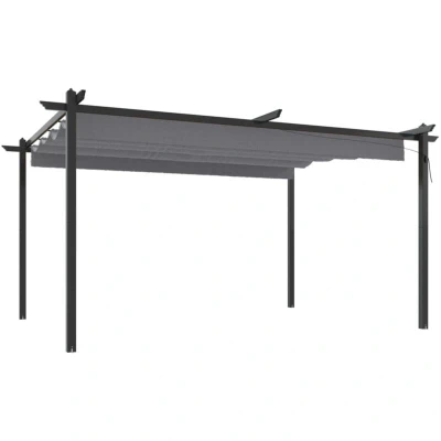 Image of vidaXL Garden Gazebo with Retractable Roof 4x3 m Anthracite