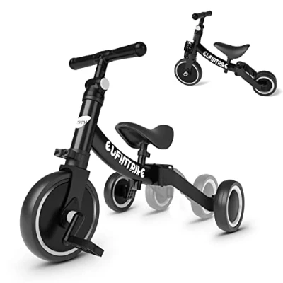 Image of besrey 5 in 1 Toddler Bike for 10 Month to 4 Years Old Kids, Tricycle Kids Trikes Tricycle, Gift &amp; Toys Boy Girl, Balance Training, Removable Pedals Black