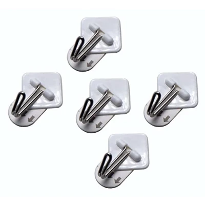 Image of Amtech 5 Piece Small, Removable Self Adhesive Metal Hook Set (3.4cm X 3.4cm)