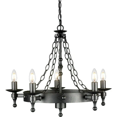 Image of Warwick 5 Light Chandelier Graphite Black Finish, E14