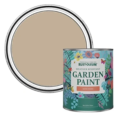 Image of Rust Oleum 750ml Satin Garden Paint Salted Caramel, Brown Mould Resistant, Waterproof, Exterior