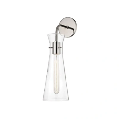 Image of Anya 1 Light Wall Sconce Polished Nickel, Glass
