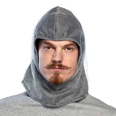 Image of Boland 44025 Knight Hood for Adults, Bonnet, Hat Fancy Dress Costumes, Accessories Medieval Carnival and Theme Party Gray