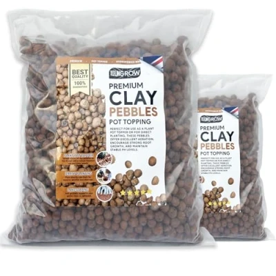 Image of UKGROW Premium 3L Vibrant Orange Expanded Clay Pebbles Ideal for Hydroponics and Horticulture, Enhanced Aeration, Reusable Plant Pot Topper