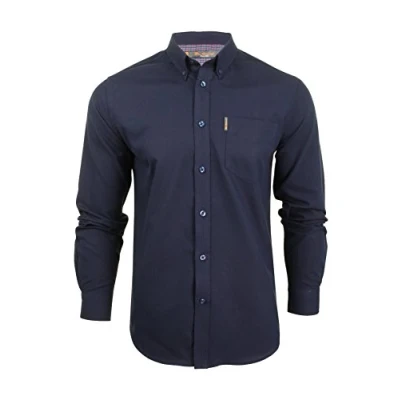 Image of Ben Sherman Navy Blue Oxford Original Retro Button Down Long Sleeve Shirt 2XL