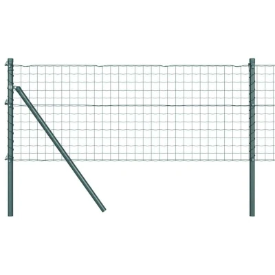 Image of vidaXL Euro Fence with 13 Posts 0.4x50 m Galvanised Steel Green