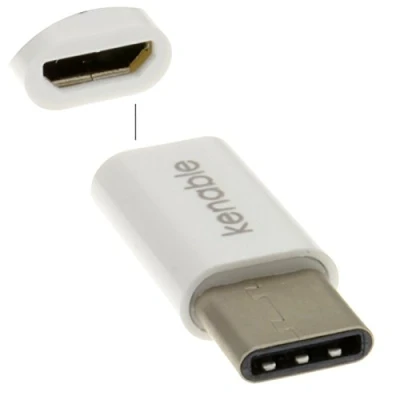 Image of kenable USB Micro B Socket to 3.1 Type C Male Plug Adapter WHITE