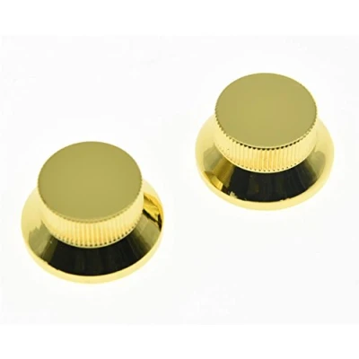 Image of KAISH 2pcs Gold Metal Bell Knobs Push On Guitar Bass Top Hat Knob for 5.8mm Split Shafts