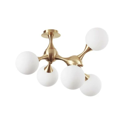 Image of Nodi Indoor Mutli Arm Ceiling Lamp 5 Lights Brass Satin, E14