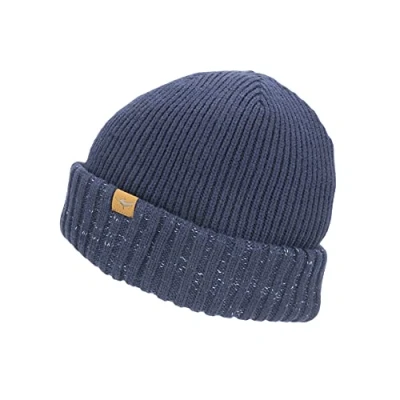 Image of SEALSKINZ Bacton Unisex Waterproof Cold Weather Roll Cuff Beanie Hat Everyday Use &amp; Outdoor Activity Three Layer Insulation Technology Microfleece LiningNavy Blue, XXL