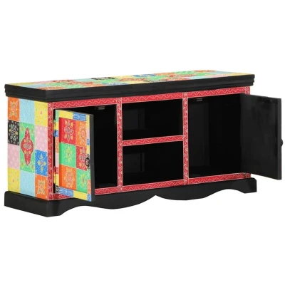 Image of vidaXL TV Cabinet Colorful, 100x35x50 cm, Made from Solid Mango Wood