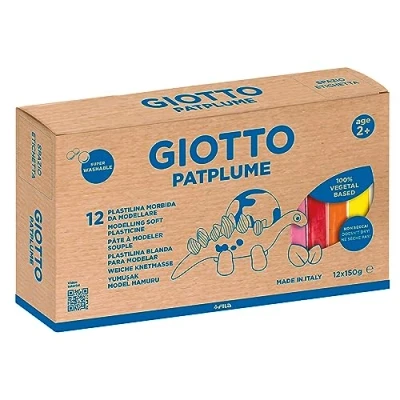 Image of GIOTTO Patplume Soft Modelling Clay, 12 Assorted Colours, 150g Pack, Vegetable Based Formula, Super Washable, Ideal for Children, Parties and Schools