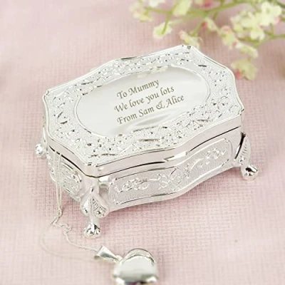 Image of Personalised Silver Finish Small Antique Trinket Box