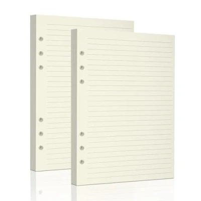 Image of A5 Ruled Refills Inserts for Size 6 Ring Binder, Loose Leaf Planner Filler Paper,Planner (Beige Lined 160 Sheets, A5)