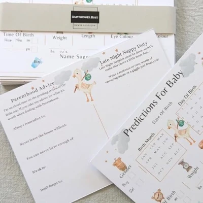 Image of Baby Shower Games 20 Guests Prediction Cards/Parenthood Advice/Baby Wishes &amp; Story Cards Keepsake for Boy, Girl, Neutral/Unisex Party/Guestbook/Gender Reveal Party Goose