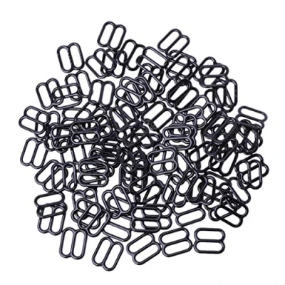 Image of JunYe Adjuster Buckles 100Pieces Metal Lingerie Adjustable Sewing Bra Sliders Rings DIY 6mm 15mm Black