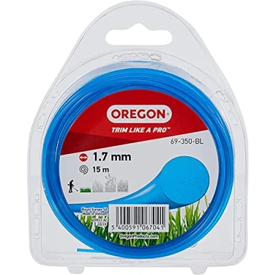Image of Oregon String Trimmer Line, Replacement Nylon Strimmer Wire for Grass Trimmers &amp; Brushcutters, DIY Gardening, Universal Fit, All Purpose, Round Cord, 1.7mm x 15m Spool, Blue (69 350 BL)
