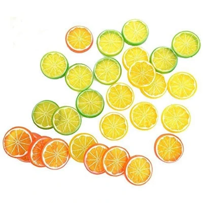 Image of ICEBLUEOR Realistic Fake Artificial Lemon Limes Slice Simulation Fruit Decoration, Mini Small Slices Plastic Model Party Kitchen Wedding Decoration (12 Pcs)