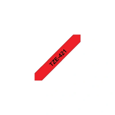 Image of Brother TZe 421 Standard adhesive black on red Roll (0.9 cm x 8 m) 1 cassette(s) laminated tape for PT D210, D600, H110, P Touch 1005, 1880, E800, Cube Plus P710