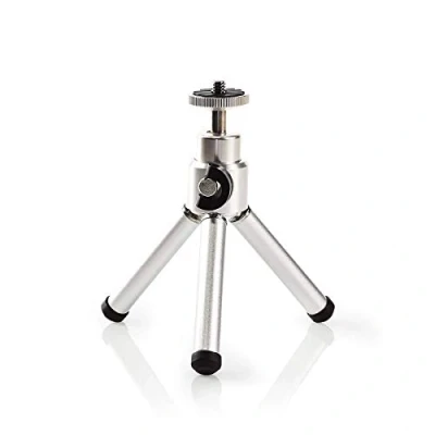 Image of Nedis Mini Tripod 13.4 cm with Pan &amp; Tilt Head for 0.8 kg Photo Video Camera, Black Silver