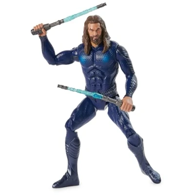 Image of DC Comics, Double Strike Aquaman Action Figure, 30cm, Stealth Suit, Lights and Sounds, 11 Points of Articulation, Collectible Superhero Kids’ Toys for Boys