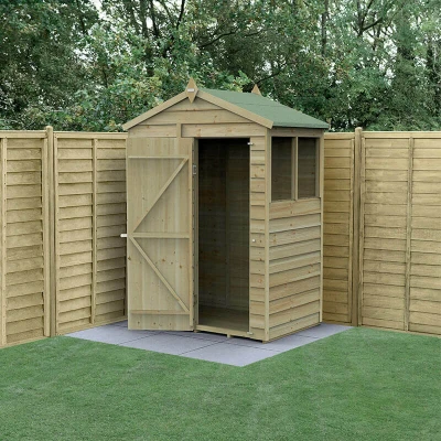 Image of 5&#039; x 3&#039; Forest 4Life 25yr Guarantee Overlap Pressure Treated Apex Wooden Shed (1.64m 1m)