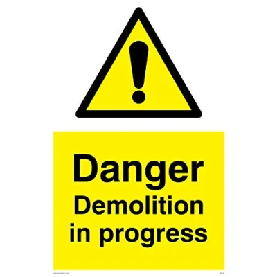 Image of Viking Signs WC478 A2P AC &quot;Danger Demolition In Progress&quot; Sign, Aluminium Composite, 600 mm H x 400 W