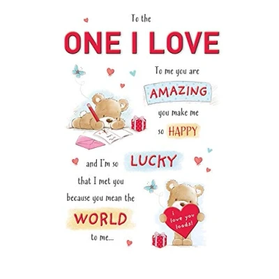Image of Piccadilly Greetings Cute Birthday Card One I Love,White,9 x 6 inches