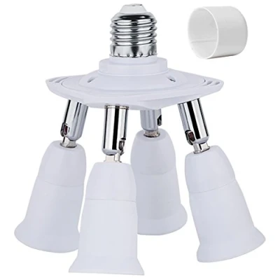 Image of FINELED E27 Socket Splitter, 4 in 1 Splitter Adapter Universal lamp Holder with 360 Degrees Adjustable 180 Degree Bending (4 Adapter)