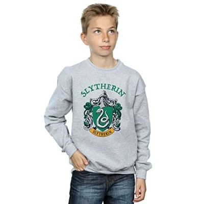 Image of Harry Potter Boys Slytherin Crest Sweatshirt Sport Grey 5 6 Years