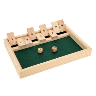 Image of Toyrific Shut The Box Game for 2 Players, Wooden Table Dice Classic Kids Family Travel