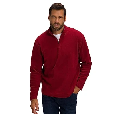 Image of JP 1880 Men&#039;s Troyer, fleece, stand up collar, zip Jacket, rust, XXXXXL