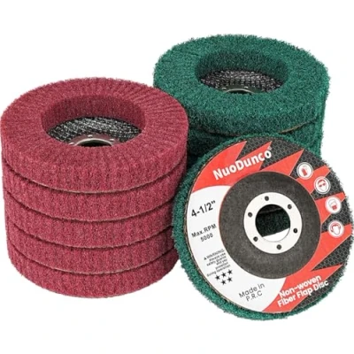 Image of NuoDunco 10Pcs 180# &amp; 320# Nylon Fiber Flap Disc Set, 4 1/2&quot; Abrasive Buffing Polishing Wheel, Scouring Pad Grinding Discs for Angle Grinder, Water and Oil Resistant