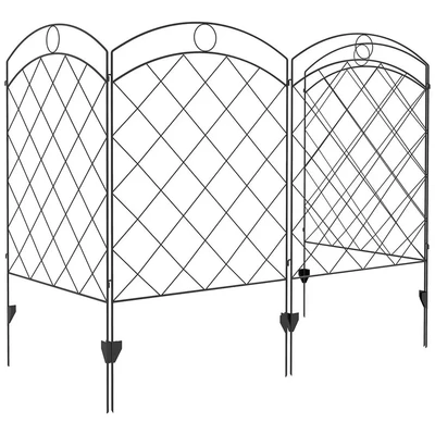 Image of Outsunny Garden Fencing Panels 43&quot; x 11.4ft Flower Bed Border Edging Animal Steel