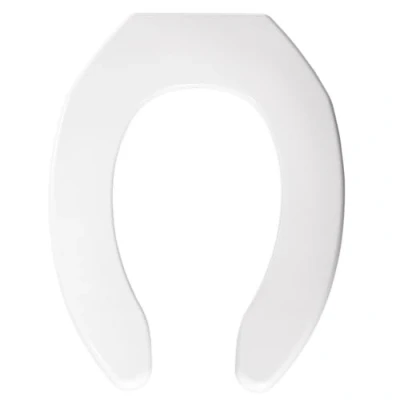 Image of Bemis 1055SSC 000 Plastic Toilet Seat Open Front Less Cover with Self Sustaining Check, White, Elongated No Slam Hinges