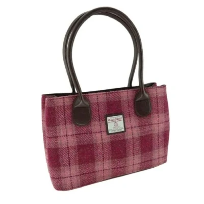 Image of Glen Appin of Scotland Harris Tweed Classic Handbag LB1003 Cassley (Colour 99 Salmon Pink Check)