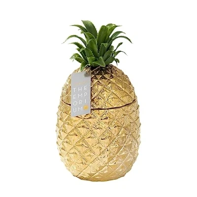 Image of Talking Tables Gold Pineapple Ice Bucket with Lid, Premium addition to your Drinks Trolley Retro Bar Accessory Elegant Cooler, 21.5 x 27 cm