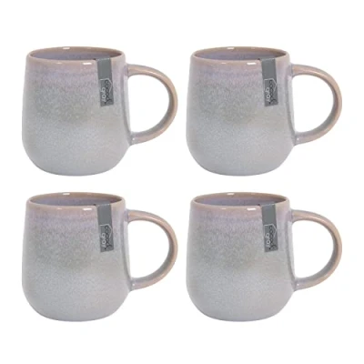 Image of YöL Set of 4 Mugs Reactive Glaze Stoneware Coffee Mug Blue Green Grey Tea Cups Boho