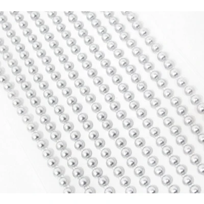 Image of 500 x Self Adhesive Pearls Gems 3mm Mini Flat Backed Round Beads Strips Embellishments (Silver)