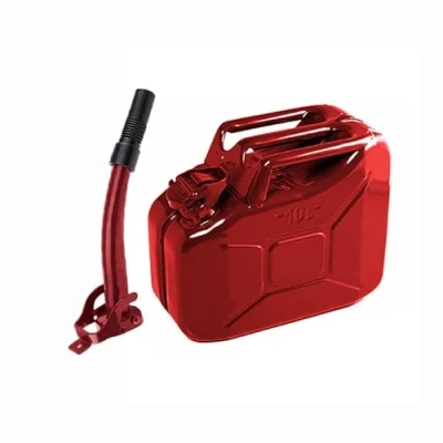 Image of ASC 10L Red Metal Jerry Gerry Can with Spout for Fuel, Petrol, Diesel Heavy Duty Tripple Handle and Locking Seal 10 Litre