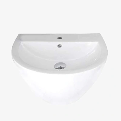 Image of Milano Irwell Modern White Ceramic Wall Hung 1 Tap Hole Bathroom Basin Sink 530mm x 440mm
