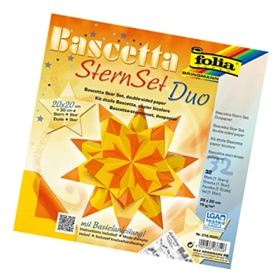 Image of folia 836/3030 Bascetta Star Handicraft set, blue, Paper, Yellow/Orange, 20 x cm