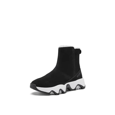 Image of Sorel Womens Kinetic Impact Short Wp Fashion Boot, Black Sea Salt, 8.5 UK