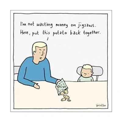 Image of General Male Open Funny Birthday / Blank Card for Men Potato Jigsaw Puzzle Eco Friendly &amp; Recyclable Made in England by Woodmansterne