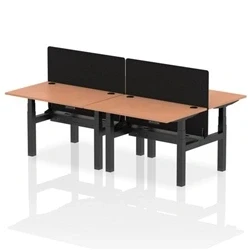 Image of Air B2B 1200x800mm Adjustable 4P Bench Desk CP Beech/Black + Screen